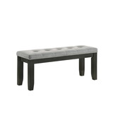 1pc Contemporary Style Bench Gray Fabric Upholstery Tufted Tapered Wood Legs Bedroom Living Room Dining Room Furniture Wheat Charcoal Finish B011107757