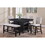 1pc Transitional Relaxed Vintage Style Charcoal Black Finish Counter Height Bench Fabric Upholstery Dining Room Solid Wood Wooden Furniture B011138339