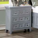 Transitional Style Gray Color Solid wood 1pc Nightstand Only Bedroom Furniture Bedside Table Round Knobs 3-Drawers Nightstand B011140213