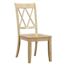 Casual Buttermilk Finish Side Chairs Set of 2 Pine Veneer Transitional Double-X Back Design Dining Room Furniture B01143551