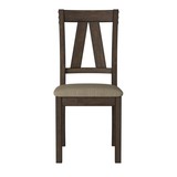 Brown Finish Side Chairs Set of 2pc Metal Banded Rivets Cotton Fabric Upholstered Dining Furniture B01143651