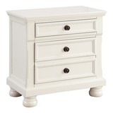 Bedroom Furniture White Finish Bun Feet Nightstand with Hidden Drawer Casual Transitional Bed Side Table B01146202