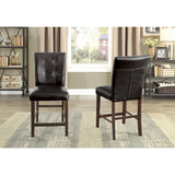 Espresso Finish 2pc Set Counter Height Chairs Faux Leather Upholstery Button-Tufted Transitional Dining Furniture B01146336