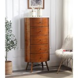 Walnut Finish 1pc Chest of Five Drawers Marble Top Ball Bearing Glides Bedroom Furniture B01146546