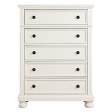 Casual White Finish 1pc Chest of Drawers Antique Bronze Tone Knobs Bun Feet Bedroom Furniture B01146547