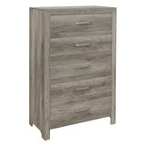 Transitional Aesthetic Weathered Gray Finish Chest with Drawers Storage Wood Veneer Rusticated Style Bedroom Furniture B01146548