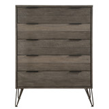 Contemporary Three-Tone Gray Finish Chest of Drawers Perched Atop Metal Legs Acacia Veneer Modern Bedroom Furniture B01146550
