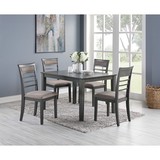 Antique Grey Finish Dinette 5pc Set Kitchen Breakfast Dining Table W Wooden Top Cushion Seats Chairs Dining Room Furniture B01146597