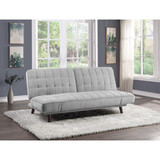 Elegant Three-in-One Lounger Sofa Sleeper Silver-Gray Chenille Fabric Upholstered Attached Cushions Adjustable Arms Casual Living Room Furniture B01146746