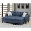 Reversible 3pc Sectional Sofa Set Navy Tufted Polyfiber Wood Legs Chaise Sofa Ottoman Pillows Cushion Couch B01149073