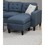 Reversible 3pc Sectional Sofa Set Navy Tufted Polyfiber Wood Legs Chaise Sofa Ottoman Pillows Cushion Couch B01149073