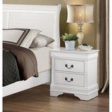 Traditional Design White Finish Nightstand 1pc Antique Drop Handles Drawers Bed Side Table Bedroom Furniture B01149269