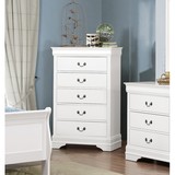Traditional Design White Finish 1pc Chest of 5 Drawers Antique Drop Handles Drawers Bedroom Furniture B01149270