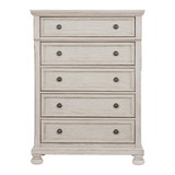 Wire-Brushed White Finish 1pc Chest of Drawers with Ball Bearing Glides Transitional Bedroom Furniture B01149271