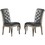 Luxury Antique Silver Wooden Set of 2 Dining Side Chairs Grey Faux Leather / PU Tufted Upholstered Cushion Chairs B01149587