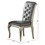 Luxury Antique Silver Wooden Set of 2 Dining Side Chairs Grey Faux Leather / PU Tufted Upholstered Cushion Chairs B01149587