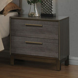Contemporary 1pc Nightstand Two Tone Antique Gray Bedroom Furniture Nightstand Center Metal Glides Brass Bar Pulls B01149998