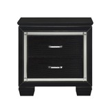 Glamourous Black Finish 1pc Nightstand 2x Dovetail Drawers Faux Alligator Embossed Fronts Bedroom Furniture B01151365