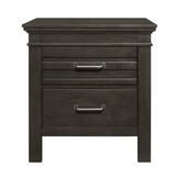 Transitional Bedroom 1pc Nightstand of Center Glides Drawers Charcoal Gray Finish Bed Side Table Wooden Furniture B01151369