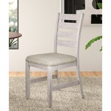 Casual Dining Room Side Chairs 2pc Set Grayish White Finish Upholstered Seat Transitional Design Furniture B01151374