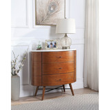 Walnut Finish 1pc Chest of Three Drawers Marble Top Ball Bearing Glides Bedroom Furniture B01151899