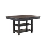 Transitional Style 1pc Counter Height Table with Storage Drawers 2x Display Shelves Natural and Black Finish Dining Furniture B01152849