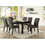 Dining Room Chairs ash Black Polyfiber Nail heads Parson Style Set of 2 Side Chairs Dining Room Furniture B01153265