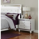 Glamorous Metallic White Finish 1pc Nightstand of 3x Drawers Faux Alligator Embossed Front Modern Bed Side Table B01153388
