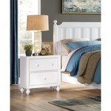 Transitional Look White Finish 1pc Nightstand of Drawers Wood knobs Turned Feet Modern Bedroom Furniture B01153391
