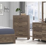 Simple Look Rustic Brown Finish 1pc Chest of 5x Drawers Black Metal Hardware Bedroom Furniture B01153395