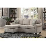 Transitional Design Sectional Sofa 1pc Reversible Sofa Chaise with 2 Pillows Sand Color Microfiber Fabric Upholstered Furniture B01153763