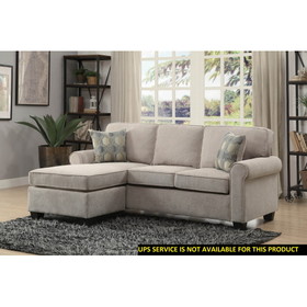 Transitional Design Sectional Sofa 1pc Reversible Sofa Chaise with 2 Pillows Sand Color Microfiber Fabric Upholstered Furniture B01153763