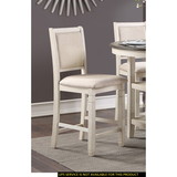 Antique White Finish Wooden Counter Height Chairs 2pcs Set Textured Fabric Upholstered Dining Chairs B01155794