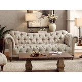 Traditional Style Button-Tufted 1pc Sofa Rolled Arms Brown Tone Fabric Upholstered Classic Look Furniture B01155999
