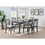 Antique Grey Finish Dinette 7pc Set Kitchen Breakfast Dining Table w wooden Top Cushion Seats 6x Chairs Dining room Furniture B01156002