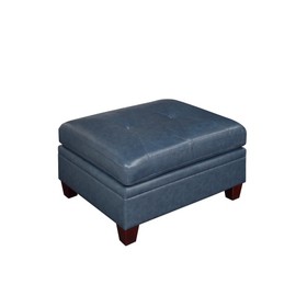 Contemporary Genuine Leather 1pc Ottoman Ink Blue Living Room Furniture B01156168