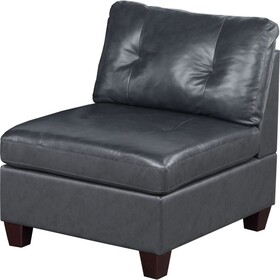 Contemporary Genuine Leather 1pc Armless Chair Black Color Tufted Seat Living Room Furniture