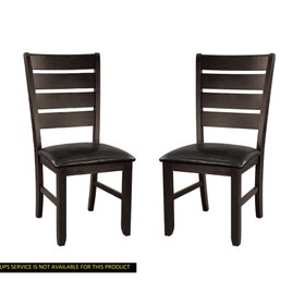 Contemporary Design Dark Oak Finish Wooden Side Chairs Set of 2pc Upholstered Dining Furniture B01156370