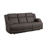 Chocolate Color Microfiber Upholstered 1pc Double Reclining Sofa Transitional Living Room Furniture B01156441
