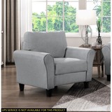 Modern 1pc Chair Dark Gray Textured Fabric Upholstered Rounded Arms Attached Cushion Transitional Living Room Furniture B01156447