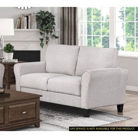 Modern Transitional Sand Hued Textured Fabric Upholstered 1pc Loveseat Attached Cushion Living Room Furniture B01156549