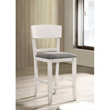 Contemporary Dining Room Counter Height Chairs Set of 2 Chairs Only White Solid Wood Gray Padded Fabric Seat B01157350
