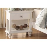 Bedroom Nightstand White Color Wooden 1 Drawers and Shelf Bed Side Table Plywood B01157820