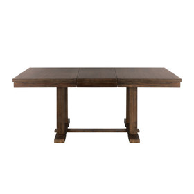 Classic Light Rustic Brown Finish Wooden 1pc Dining Table W Self-Storing Leaf Mindy Veneer Furniture B01158529