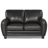 Modern Living Room Furniture 1pc Loveseat Black Faux Leather Covering Retro Styling Furniture B01159022