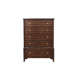 Dark Cherry Finish 1pc Chest of 5x Drawers Satin Nickel Tone Knobs Transitional Style Bedroom Furniture B01162464