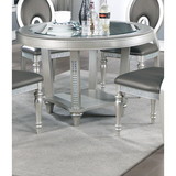 Formal Traditional Dining Table Round Table Silver Hue Glass Top 1pc Dining Table Dining Room Furniture B01164095