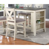 Casual 1pc Counter Height High Dining Table W Storage Shelves Wooden Kitchen Breakfast Table Dining Room Furniture
