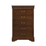Traditional Design Bedroom Furniture 1pc Chest of 5X Drawers Brown Cherry Finish Antique Drop Handles Furniture B01165028