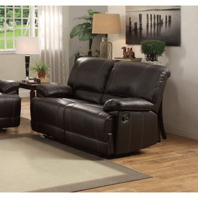Dark Brown Faux Leather Covered 1pc Comfortable Double Reclining Loveseat Solid Wood and Plywood Frame Living Room Furniture B01163510